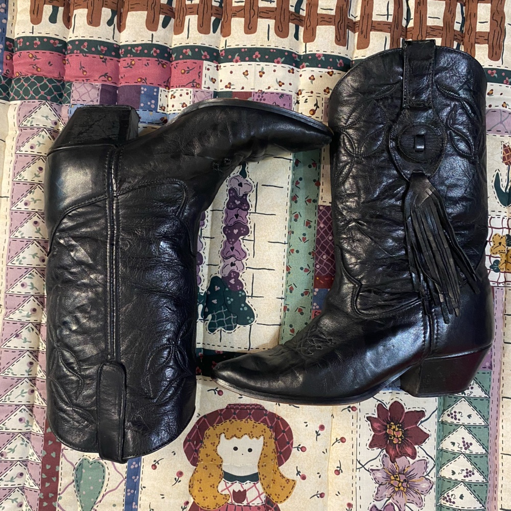 Black Leather Western Boots